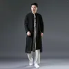 Etniska kl￤der Spring Men Chinese Traditionell Chiffon Robe kl￤nning Solid Plus Size XL Loose Tang Topps Mandarin Collar Hanfu Shirt Retro Button