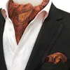 Marka Paisley ascot das mendil seti erkekler için set vintage İngiliz moda aksesuarları boyun kravat kare gratea hediyeleri j220816