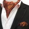 Merk paisley ascot das zakdoek ingesteld voor mannen vintage Britse mode -accessoires nek tie pocket square Gradeata geschenken J220816