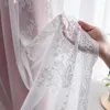 Cortina de cortina de estrela dupla oca cortinas de blecaute para sala de estar menina infantil janela de cozinha cortinas rosa com tule de renda branca