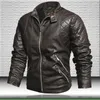 Herrjackor läderjacka Men 2022 märke faux coat fleece smal motorcykel pu