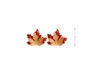 Metal Enamel Small Maple Leaf Ear Studs Chinese Colored Earrings S925 Silver Needle Earwear Women Accessories