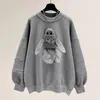 Women's Hoodies Plus Size 3D Cartoon Round Neck Pullover 2022 Autumn Winter Loose Casual Women Oversized Top Y2k High Quality