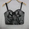 Frauen Tanks Crop Top Mit Cups Party Nacht Aus Club PU Leder Frauen Bustier Mode Push-Up Bh Weibliche korsett Tops Kleidung