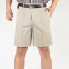 Men's Shorts Summer Men's Double Pleated Cotton High Waist Loose Fve-point Thin Middle-aged Casual Pants More Size 30-46