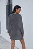 Abiti casual Eleganti Donna Autunno 2022 Sexy scollo a V profondo Solid manica lunga Party Short Mini Dress Vestidos
