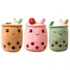 Kawaii kleine Größe Cartoon Bubble Tea Tasse Peluche Spielzeug lustige Boba Kissen gefüllt weich