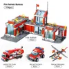 774PCS City Fire Station Model Bloków konstrukcji helikoptera