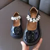 Flat Shoes Girls' Patent Leather Pearl Princess Fashion Casual Children's Soft Sole Single For Kids