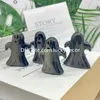 Gouden Sheen Zwart Obsidiaan Ghost Standbeeld Home Decor Natural Golden edelstenen Canute Mooie Ghost Skull Figurine Decoratie Healing Crystal Halloween Sculpture geschenken