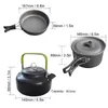 Camp Kitchen 1 Set Outdoor Pots Pans Camping Cookware Picnic Cooking Non-stick Tableware With Foldable Spoon Fork Knife Kettle Cup 221021