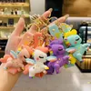 Key Rings Cartoon Unicorn Key Chains Ring Buckle Fashion PVC Pony Horse Pendant Car Holder Women Lovers Animal Purse Bag Charm Keychains Trinket Jewelry Accessories