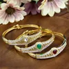 Pulseira Sunspicems Cor de Ouro 18k Coroa Marroquina Pulseira de Cristal Para Mulheres Jóias de Casamento Árabe Arabesque Cuff Bijoux