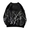 Men's Sweaters Contrast Colors Men Winter Sweater Elastic O Neck Long Sleeves Loose Casual Splash-ink Pullover Spring 2022