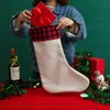 Sublimation Christmas Stockings Gift Candy Bag Polyester Hanging On the tree for Christmas Decoration Z11