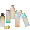 Water Bottles 1 Liter Bottle With Time Scale Fitness Outdoor Sports Straw Frosted Leakproof Motivational Sport Cups310E