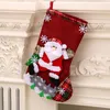 Arbre de Noël Stocking Elk Bear Snowman Pattern Santa Claus Gift Candy Sock Sac Pendentif Pendre de décoration de Noël Arbres suspendus Stocks GWC29