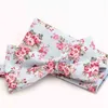 Men Bowtie Handkerchief Set Flower Tie Fashion Wedding Party Cotton Bow Tie For Men Butterfly Tie Shirt Accessories J220816