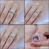 Pierścionki ślubne pierścionki ślubne 2PC/zestaw zaręczynowy zestaw dla kobiet mężczyzn miłośnicy biżuterii CZ Cubic Crystalia Kryształowa kobieta prezentding b dhptc