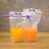 500ml Disposable Drinkware Frosted Plastic Drinking Beverage Liquid Bag Party Wedding Fruit Juice Milk Tea Portable Pouches zxf29