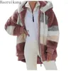 여자 모피 겨울 숙녀 후드 레드 플러시 재킷 여자 두꺼운 따뜻한 따뜻한 테디 코트 아우터웨어 옷 플러스 크기 지퍼 코트