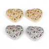 Collane con ciondolo 5 pezzi CZ Micro Pave Fashion 3D Pendenti con ciondoli a forma di cuore Gioielli in cristallo color oro per collana