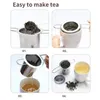 Mesh Tea Infuser Riutilizzabile Colino da tè Teiera Acciaio inossidabile Sfuso Foglia di tè Filtro Maniglia pieghevole Bicchieri Utensili da cucina LX5210