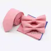 Solidny 100 bawełny 6 cm krawat bowtie zestaw różowy granatowy różowy krawat chusteczka ślubna moda