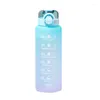 Water Bottles 1 Liter Bottle With Time Scale Fitness Outdoor Sports Straw Frosted Leakproof Motivational Sport Cups292d