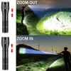 Torches krachtige T6 LED -zaklamp Aluminium legering Portable Torch USB oplaadbare buiten camping tactisch flitslicht