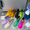 2022 Kvinnor Rain Rubber Boots Fashion Beauty Jelly Shoes Rubber Sole Platform Waterproof Ankle Boot PVC Vamp med låda
