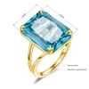 Klaster Pierścienie Klasyczny pierścień akwamarynowy 925 Sterling Sliver for Women Gold Plated Kamień Vintage Prezenta