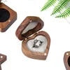 Jewelry Pouches Retro Wood Couple Rings Box Organizer Packaging Wooden Heart David Star Storage Woman Bride Engagement Wedding Display