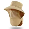 Basker W123 Sommarmän avslappnade solskyddsmedel Big Brim Sunshade Fisherman Hat Outdoor Travel UV Protection Breattable