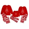 가족 일치 의상 2022 새해 겨울 레드 크리스마스 잠옷 온 가족을위한 어머니 어린이 옷 커플 크리스마스 잠옷 의류 세트 T221021