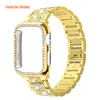 Women Jewelry Bling Diamond Cases with Rhinestone Replacement Metal Straps for Apple Watch Band 38mm 40mm 41mm 42mm 44mm 45mm iWatch Series 8 7 6 5 4 3 2 1 smartwatch band