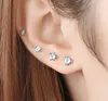 Mode acier inoxydable Zircon boucle d'oreille quatre griffes rondes boucles d'oreilles 18K galvanisé Piercing bijoux Zircon boucles d'oreilles en gros