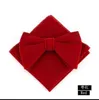 Linbaiway Mens Velvet Large Bowtie Handkerchief Set For Men Wedding Dress Tie Butterfly Pocket Square Towel Set Custom J220816