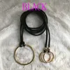 Bälten Kvinnor Designer Gold Round Metal Circle Thin Leather bundet Punk Big O Ring Belt för bältet Kläder tillbehör