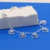 Anklets kvinnors 925 sterling silver söt krona pendellkedjor 28 cm sommar kropp smycken födelsedag present