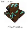 Novo design 7 cm de bolso marrom verde quadrado e gravata