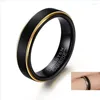 An￩is de casamento an￩is de casamento moda moda 5mm tungsten ring for Men simples preto banda de ouro de presente acess￳rios de j￳ias