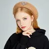 Berets Winter Hut Für Frauen Wolle Baskenmütze Britischen Vintage Maler Einfarbig Warme LIEBE Herz Weibliche Kappen Gorro Mujer