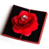 Bolsas de jóias Chegada Caixa preta dobrável Rosa vermelha Rosa para presente do dia dos namorados