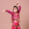 Scene Wear Belly Dance Costumes Children's Day Långa ärmar Dancing Professional Performance Competition Suit Girl Bollywood H4592