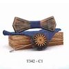 Linbaiway Wooden Bow Tie Set For Men Suit Handkerchief Bowtie Brooches Wedding Cravate Homme Noeud Papillon Corbatas J220816