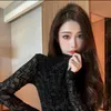 2022 designer fashion Women's Knits womens T-shirt autumn high-end lace women's leggings long sleeve round collar luxury