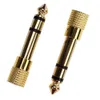 Plugue macho dourado de 6,35 mm para conector fêmea de 3,5 mm, fone de ouvido estéreo, adaptador de áudio, conversor auxiliar de microfone