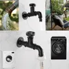 Bathroom Sink Faucets G1/2' Wall Mounted Bibcock Washing Machine Faucet Adapter Black Single Cold Water Outdoor Garden Pool Toilet Tap