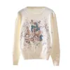 Women Slimming Sweaters Cartoon Animal Embroidered Round-neck Long-sleeved Knit